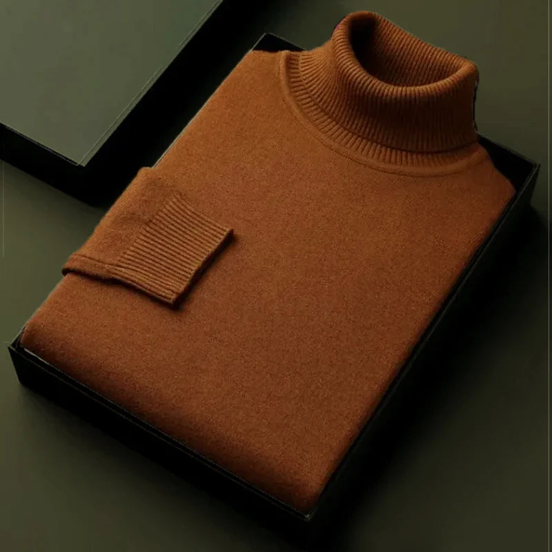 Men's Essential Ribbed Roll-Neck Jumper. Folded ribbed roll neck.