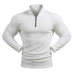 Men's Marl Stand-Collar Quarter-Zip Pullover. Marl texture.