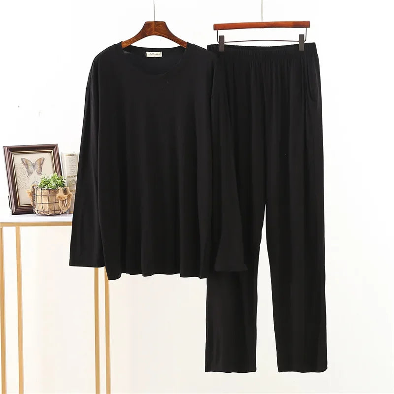 Men's Modal-Blend Crew-Neck Lounge Set. Modal-elastane blend.
