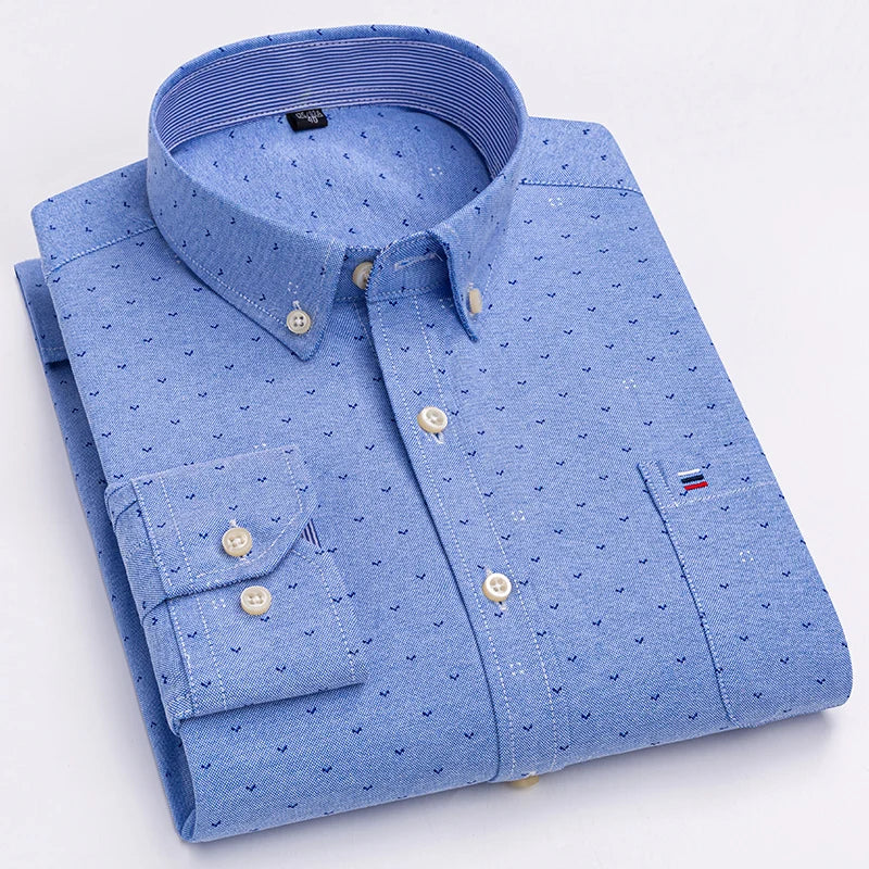 Men's Cotton Oxford Shirt in Plain, Stripe & Check. Oxford cotton fabric.