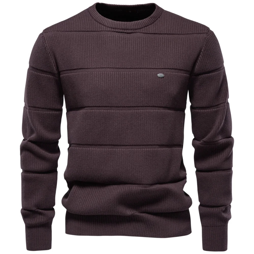 Men's Ribbed Panel Crew-Neck Jumper. Textured ribbed knit panels.