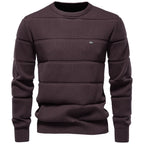 Men's Ribbed Panel Crew-Neck Jumper. Textured ribbed knit panels.