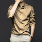 Men's Smooth Cotton-Blend Poplin Shirt. Cotton, rayon and polyester blend poplin.