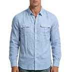 Men's Textured Twin-Pocket Utility Shirt. Textured fabric.
