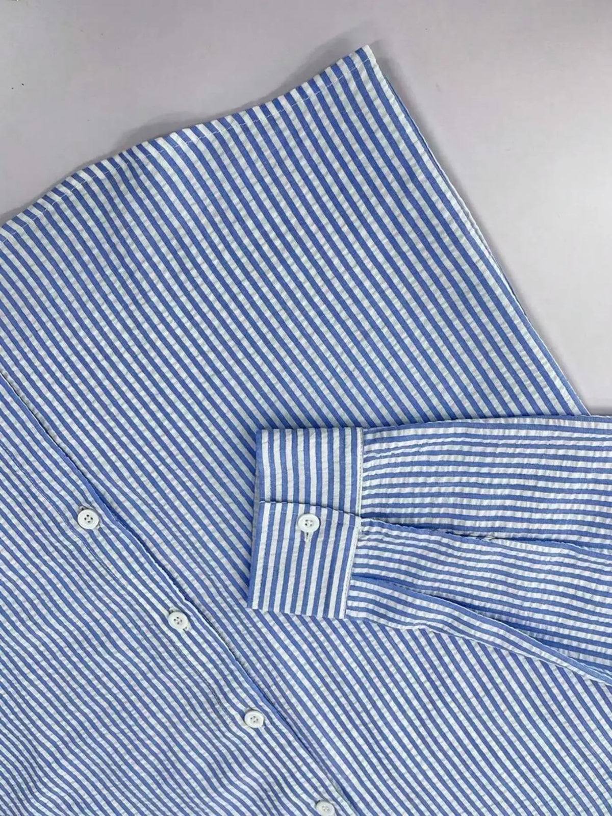 Men's Textured Long-Sleeve Stripe Shirt. Textured striped finish.