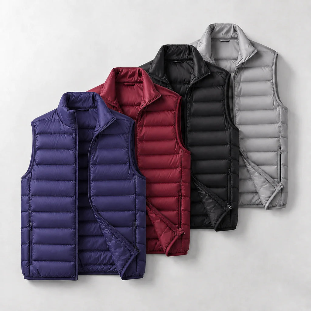 Men's Lightweight Narrow-Quilted Gilet. Narrow horizontal quilting.