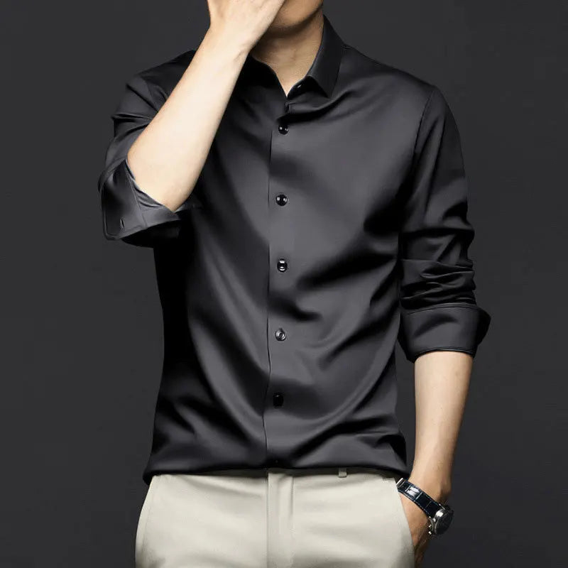 Men's Smooth Cotton-Blend Poplin Shirt. Cotton, rayon and polyester blend poplin.
