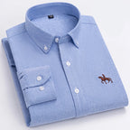 Men's Cotton Oxford Shirt in Plain, Stripe & Check. Oxford cotton fabric.