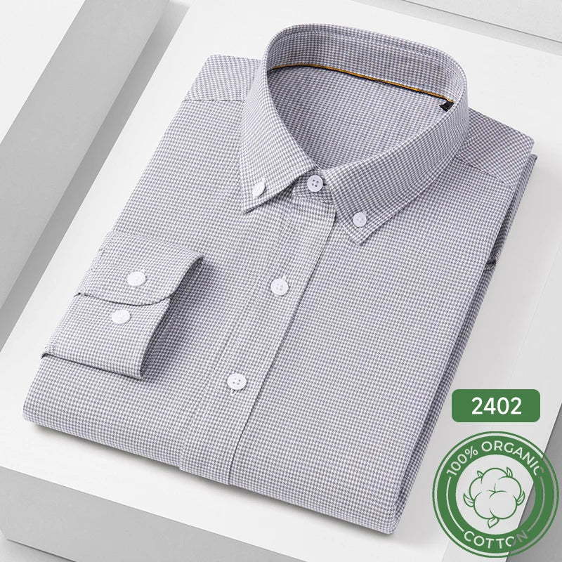 Men's Cotton Fine-Stripe & Check Shirt. 100% cotton.