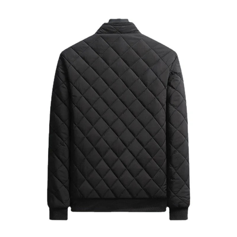 Men's Fleece-Lined Diamond Bomber Jacket. Diamond quilting.