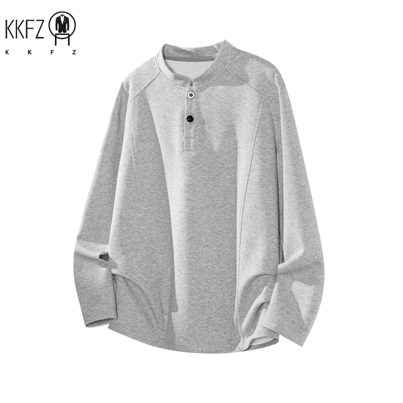 Men's Raglan Long-Sleeve Henley Top. Raglan sleeves.