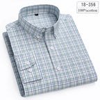 Men's Cotton Stripe & Check Collar Shirt. 100% cotton.