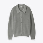 Men's Ribbed Shirt-Collar Cardigan. Pointed collar and button-through front.