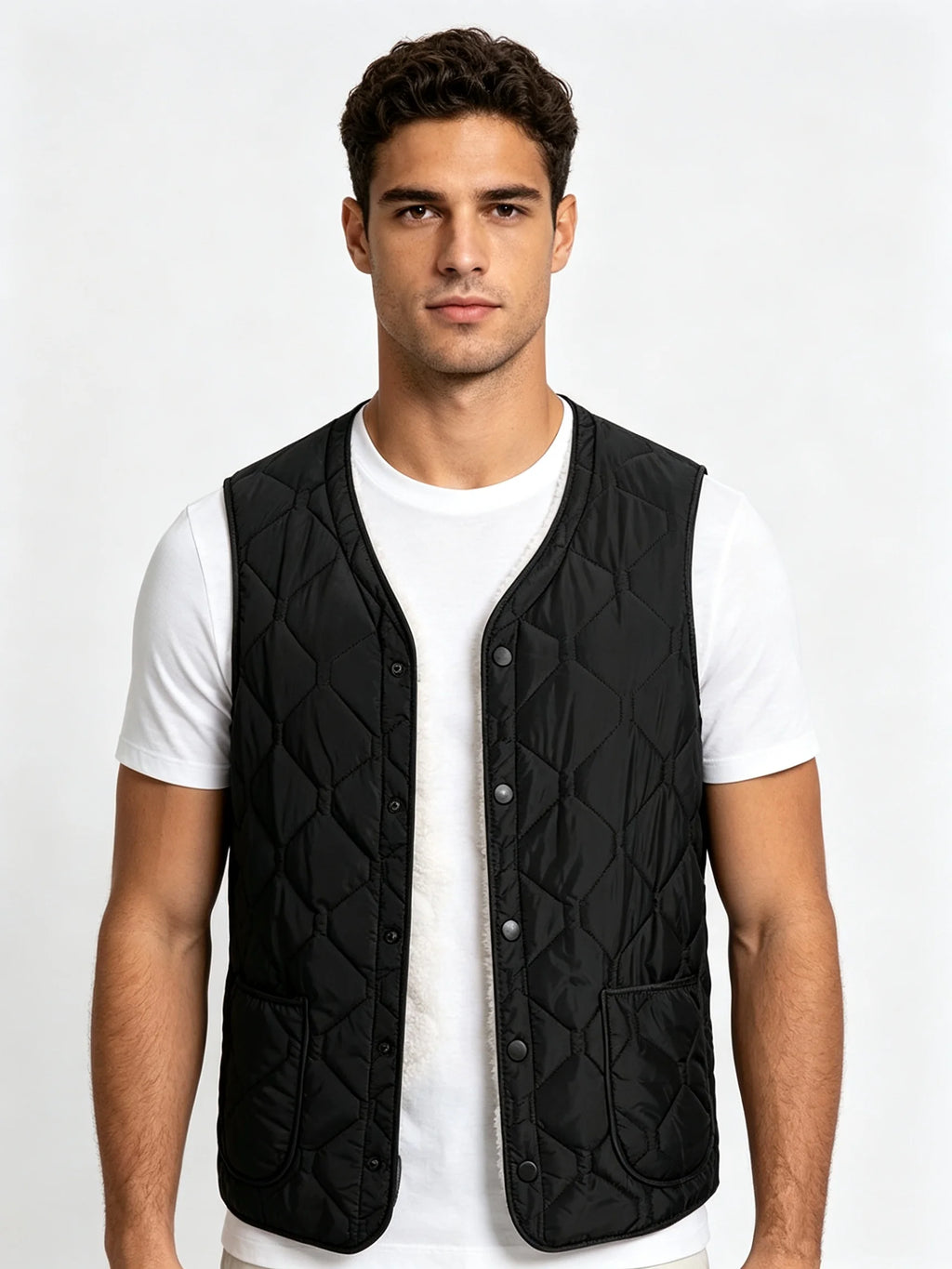 Men's Diamond-Quilted Button-Front Gilet. Diamond quilting.