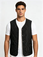 Men's Diamond-Quilted Button-Front Gilet. Diamond quilting.