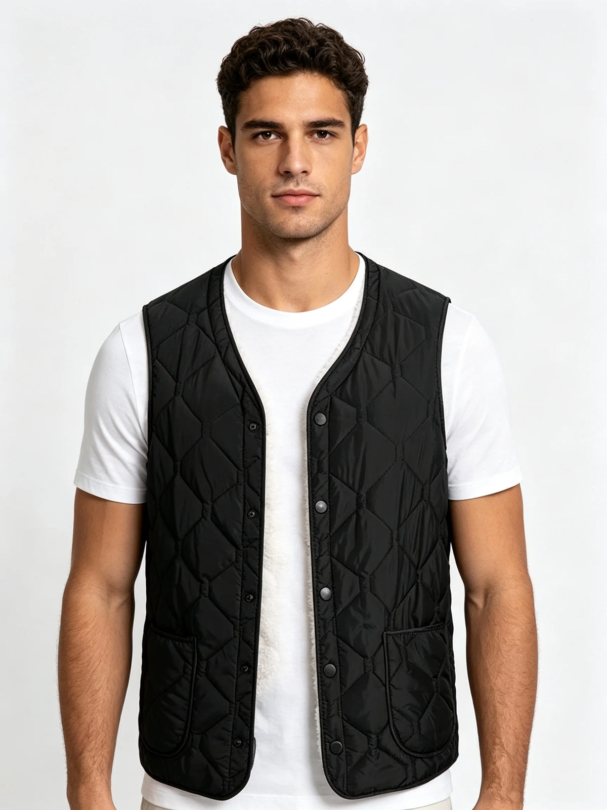 Men's Diamond-Quilted Button-Front Gilet. Diamond quilting.