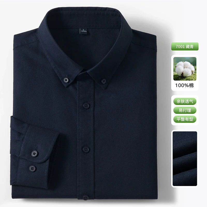 Men's Fine-Stripe Cotton Button-Down Shirt. 100% cotton.