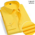 Men's Classic Stripe & Plain Pocket Shirt. Cotton-polyester blend.