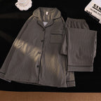 Cotton Pinstripe Pyjamas in Men's & Women's Fits. Cotton fabric.