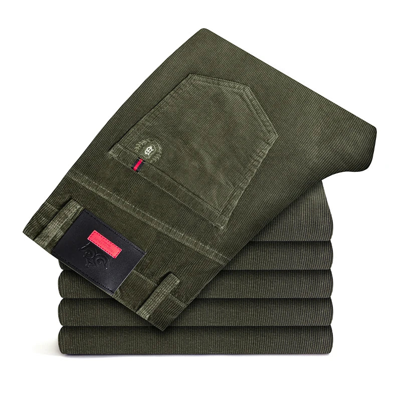 Men's Straight Corduroy Trousers. Fine corduroy texture.