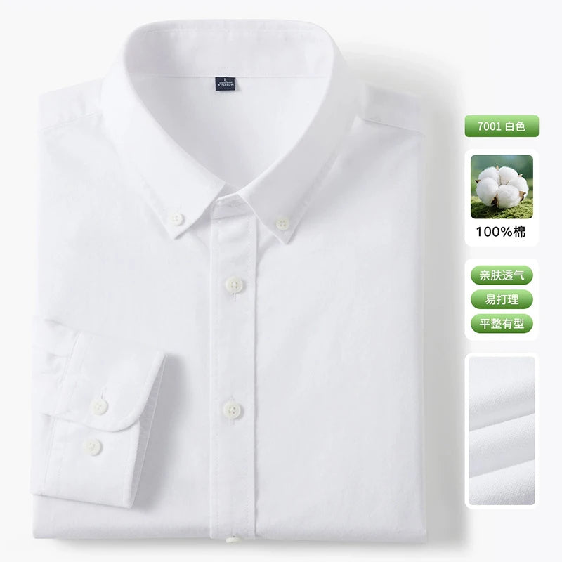 Men's Fine-Stripe Cotton Button-Down Shirt. 100% cotton.