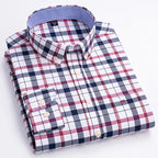 Men's Cotton Oxford Shirt in Plain, Stripe & Check. Oxford cotton fabric.