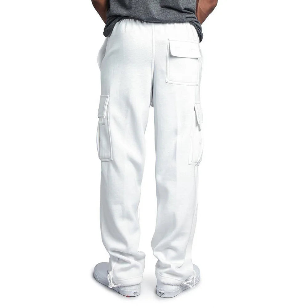 Men's Wide-Leg Cargo Sweatpants. Straight wide leg.