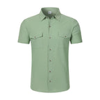 Men's Linen-Blend Twin-Pocket Summer Shirt. Linen and polyester blend.