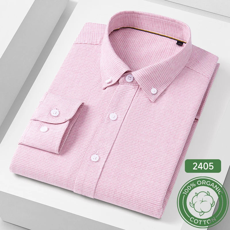 Men's Cotton Fine-Stripe & Check Shirt. 100% cotton.