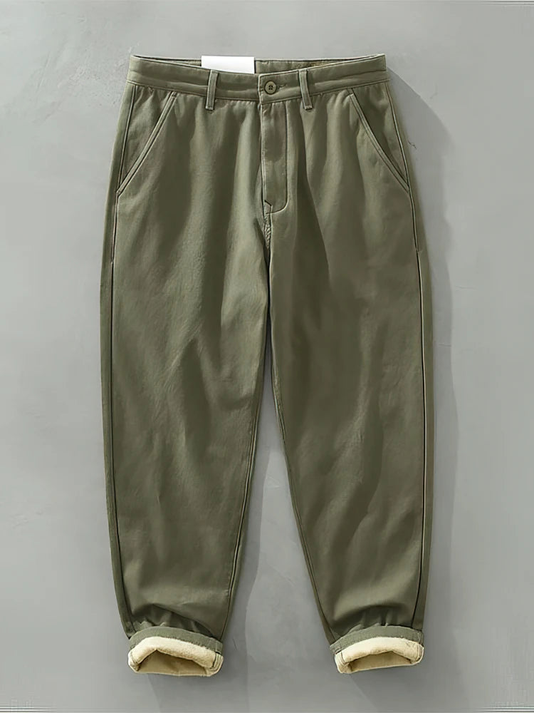 Men's Relaxed Cotton-Blend Chino Trousers. Cotton and polyester blend.