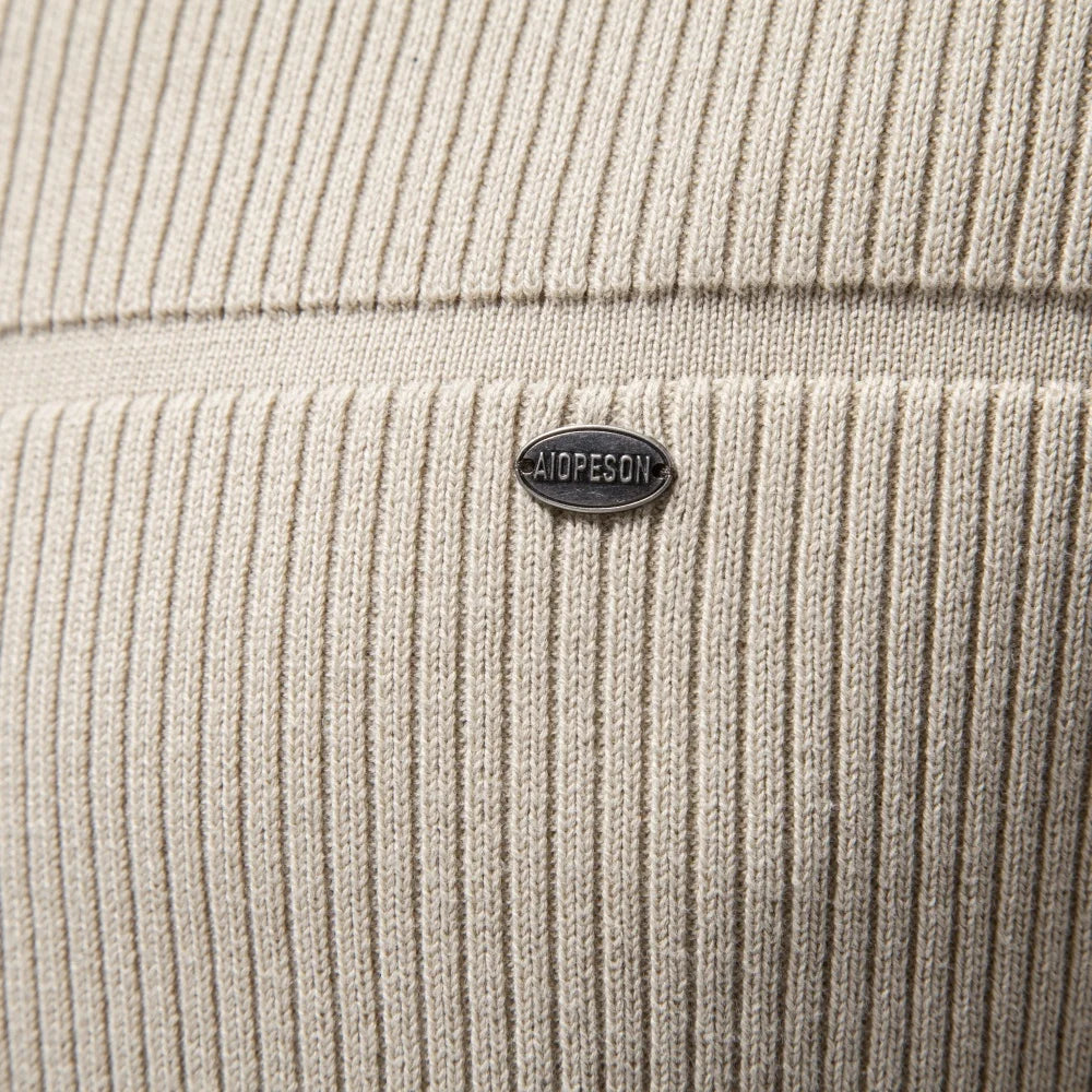 Men's Ribbed Panel Crew-Neck Jumper. Textured ribbed knit panels.