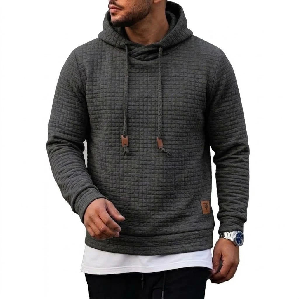 Men's Textured Waffle Pullover Hoodie. Textured waffle finish.