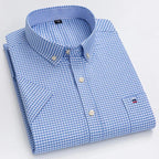 Men's Short-Sleeve Cotton Oxford Shirt. Oxford cotton fabric.