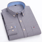 Men's Cotton Oxford Shirt in Plain, Stripe & Check. Oxford cotton fabric.