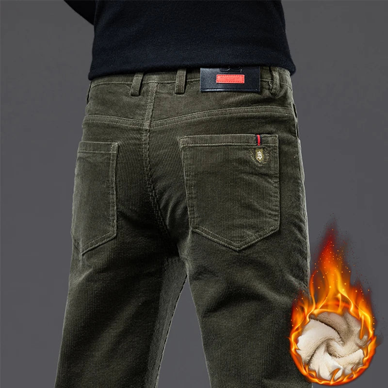 Men's Straight Corduroy Trousers. Fine corduroy texture.