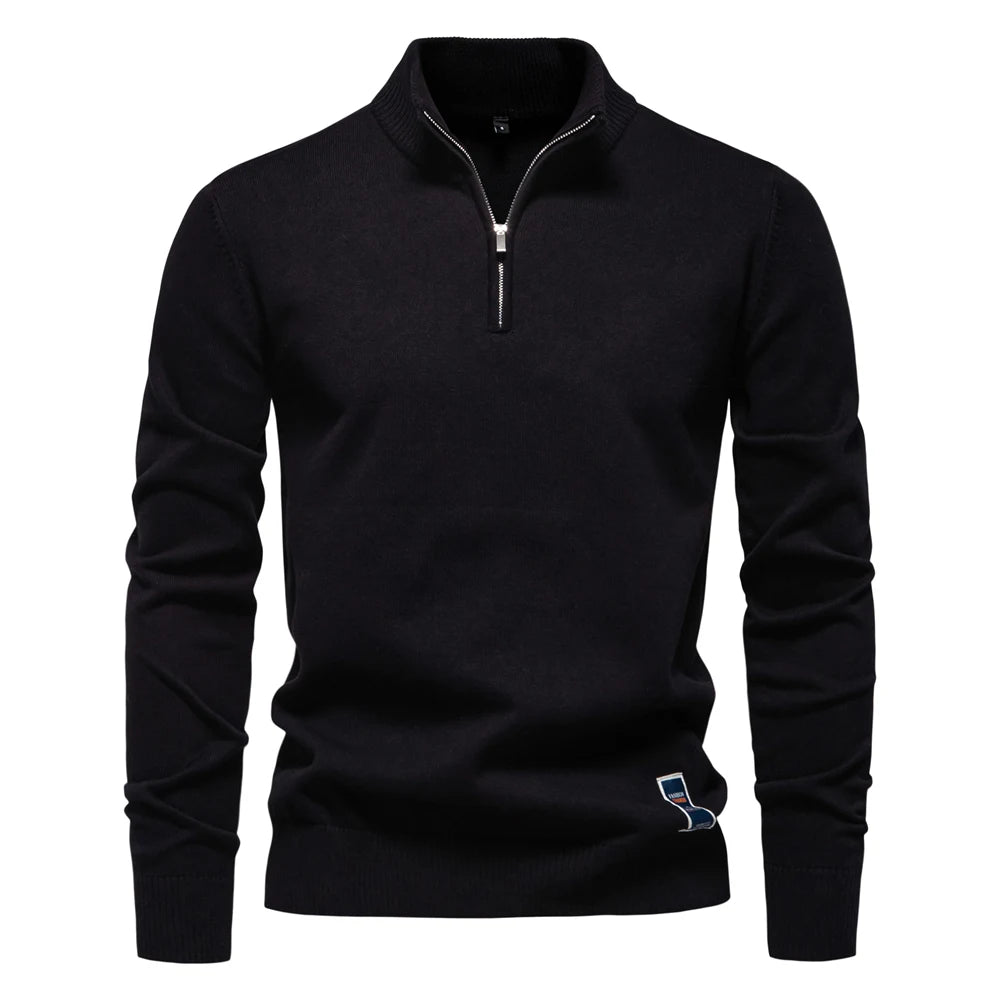 Men's Cotton-Blend Quarter-Zip Jumper. 95% cotton, 5% elastane.