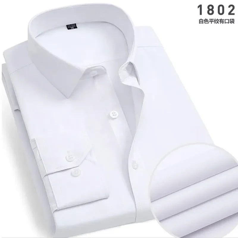 Men's Classic Stripe & Plain Pocket Shirt. Cotton-polyester blend.