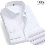 Men's Classic Stripe & Plain Pocket Shirt. Cotton-polyester blend.