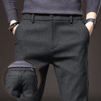 Men's Textured Smart Stretch Trousers. Polyester blend with viscose, nylon, cotton and elastane.