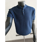 Men's Textured Short-Sleeve Knit Henley. Textured knit.