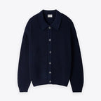 Men's Ribbed Shirt-Collar Cardigan. Pointed collar and button-through front.
