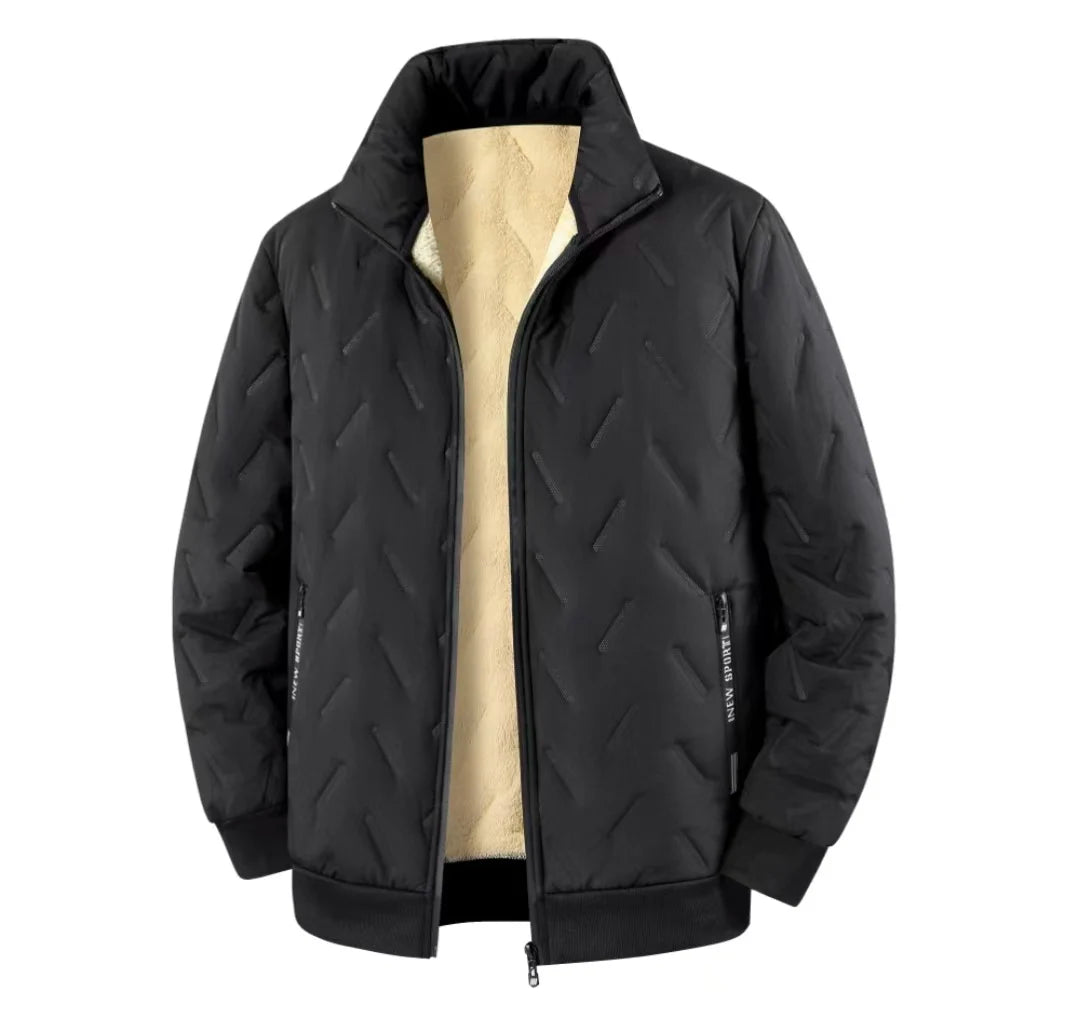 Men's Fleece-Lined Chevron Quilted Jacket. Chevron quilting.