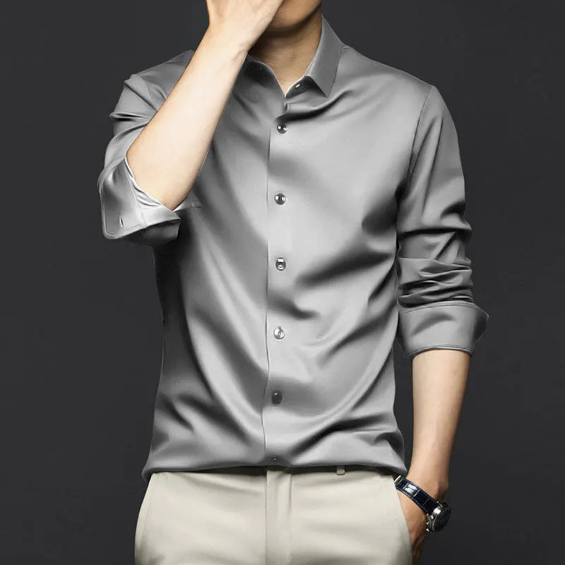 Men's Smooth Cotton-Blend Poplin Shirt. Cotton, rayon and polyester blend poplin.