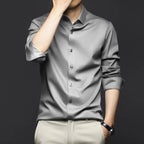 Men's Smooth Cotton-Blend Poplin Shirt. Cotton, rayon and polyester blend poplin.
