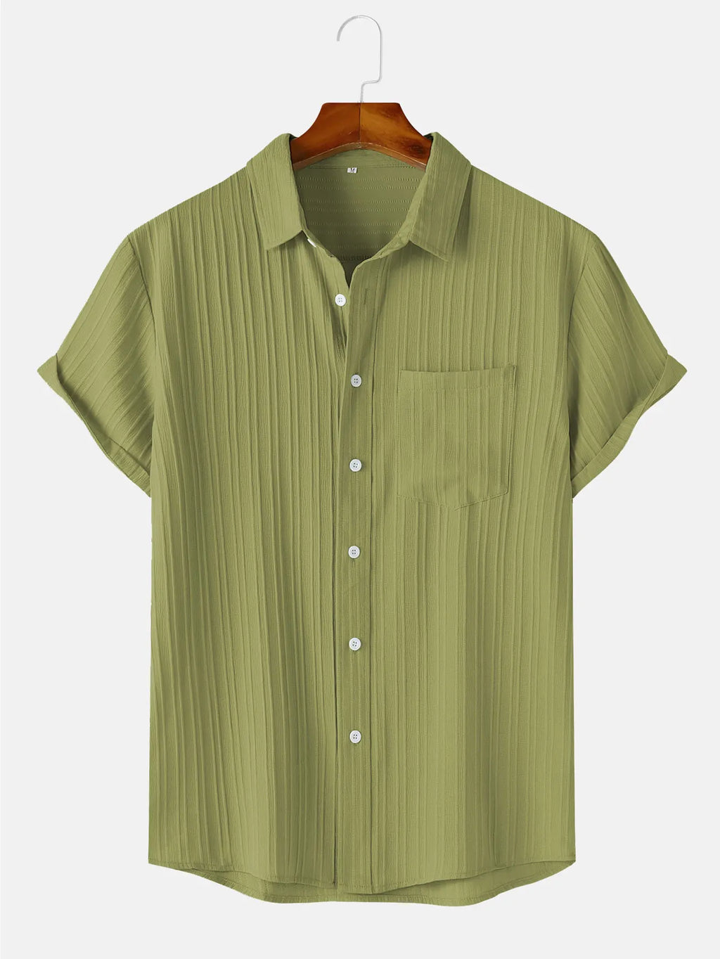 Men's Textured Short-Sleeve Button Shirt. Textured finish.