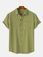 Men's Textured Short-Sleeve Button Shirt. Textured finish.