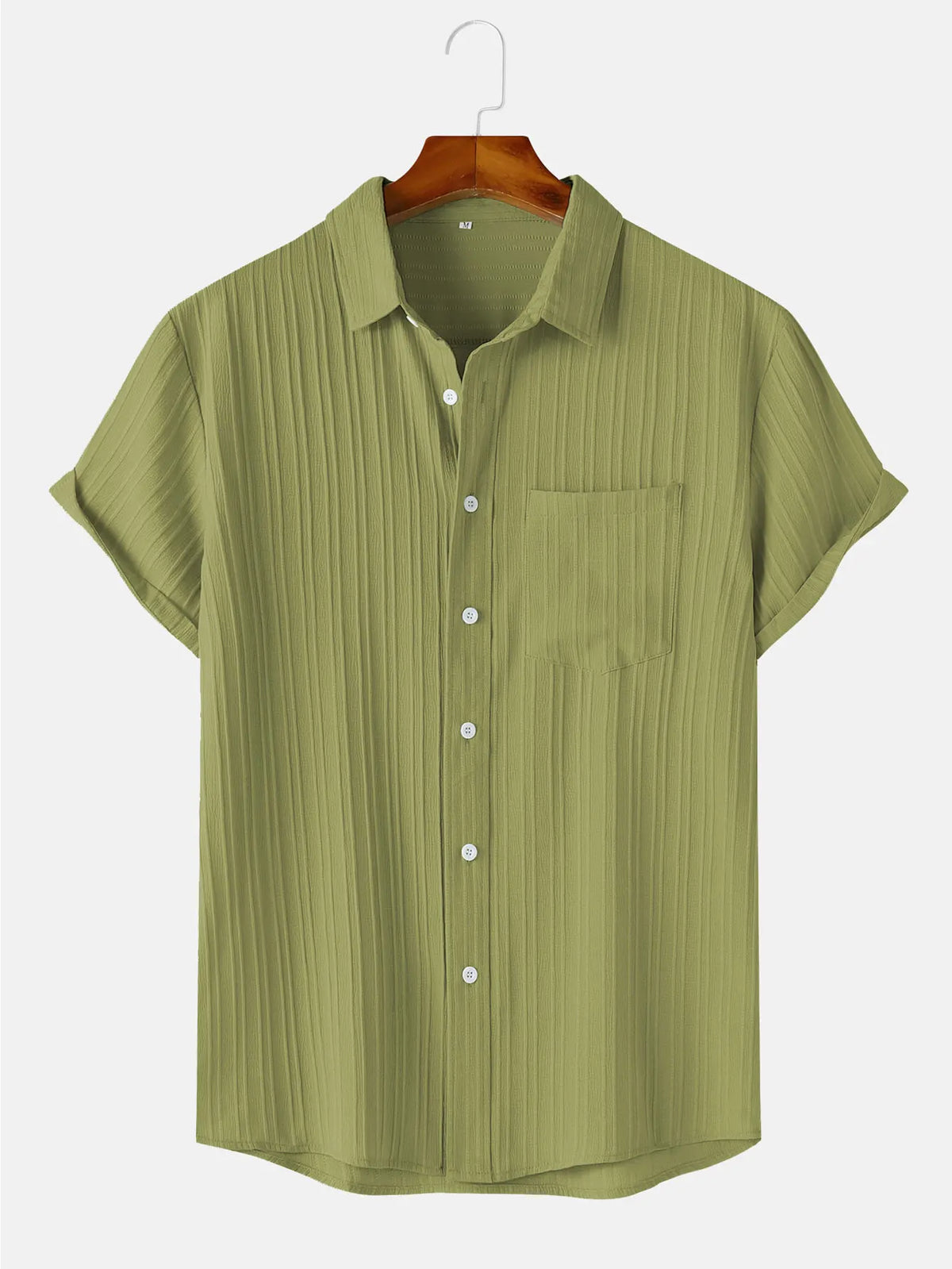 Men's Textured Short-Sleeve Button Shirt. Textured finish.