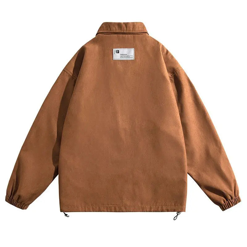 Men's Suede-Look Collared Bomber Jacket. Suede-look polyester fabric.