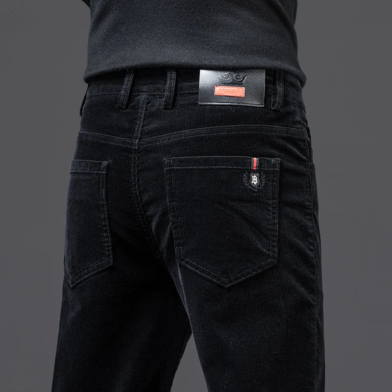 Men's Straight Corduroy Trousers. Fine corduroy texture.
