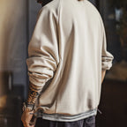 Men's Oversized Waffle Drawcord Sweatshirt. Fine waffle texture.